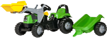 Kinderfahrzeug - Traktor mit Anhänger - grün-gelb