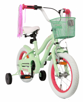 Kinderfahrrad Mädchenfahrrad - 14 Zoll - Rahmen 22 cm - Rücktrittbremse - Farbe: Grün