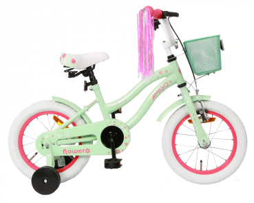 Kinderfahrrad Mädchenfahrrad - 14 Zoll - Rahmen 22 cm - Rücktrittbremse - Farbe: Grün