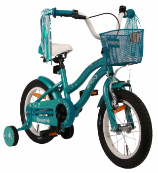 Kinderfahrrad Mädchenfahrrad - 14 Zoll - Rahmen 22 cm - Rücktrittbremse - Farbe: Türkis