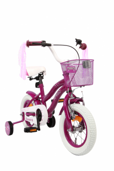 Kinderfahrrad Mädchenfahrrad - 12 Zoll - Rahmen 21,5 cm - Rücktrittbremse - Farbe: Violett