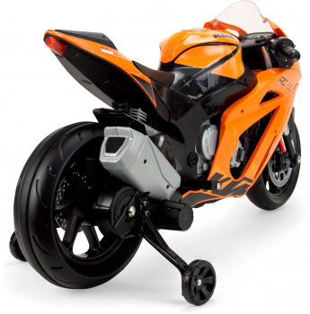 Elektrisches Kindermotorrad - Batteriebetrieb - 12 Volt - 6 km/h - USB - Farbe: orange-schwarz