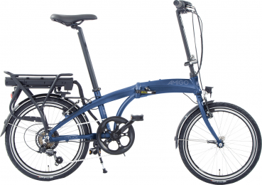 Elektrofahrrad - Faltbar - Aluminium - Shimano-6-Gang - 25 km/h - Farbe: dunkelblau