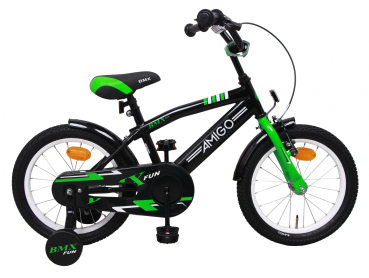 Kinderfahrrad - 16 Zoll - Rahmen 28 cm - Felgenbremse - Farbe: grün-mattschwarz