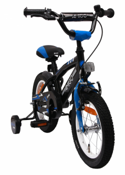 Kinderfahrrad - 14 Zoll - Rahmen 21 cm - Felgenbremse - Farbe: schwarz-blau