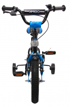 Kinderfahrrad - 12 Zoll - Rahmen 21 cm - Felgenbremse - Farbe: schwarz-blau