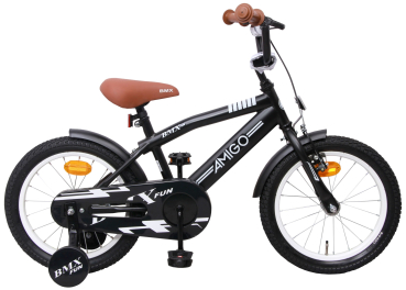 Kinderfahrrad - 16 Zoll - Rahmen 28 cm - Felgenbremse - Farbe: mattschwarz