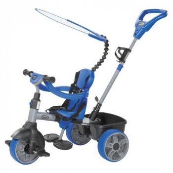 Kinderdreirad - Trike - 4in1 - Schiebebügel - Verdeck -  bis 3 Jahre - Farbe: blau