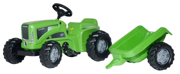 Kinderfahrzeug - Trettraktor mit Anhänger - mit Pedalen - grün