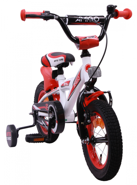 Kinderfahrrad - BMX-Rad - 12 Zoll - Rahmen 19 cm - Rücktrittbremse - Farbe: Weiß-Rot