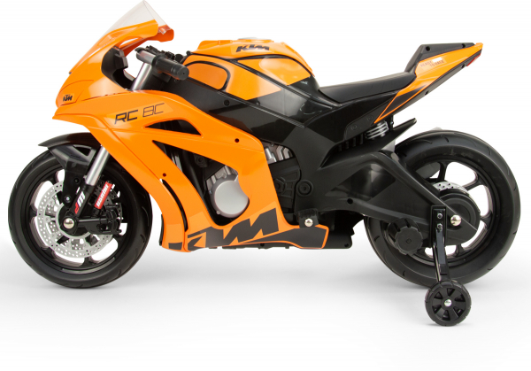 Elektrisches Kindermotorrad - Batteriebetrieb - 12 Volt - 6 km/h - USB - Farbe: orange-schwarz