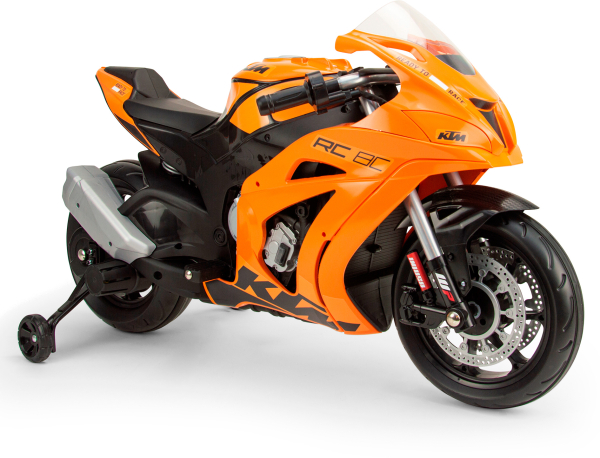 Elektrisches Kindermotorrad - Batteriebetrieb - 12 Volt - 6 km/h - USB - Farbe: orange-schwarz