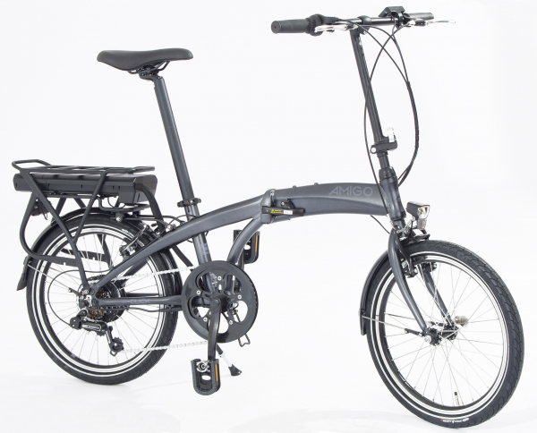 Elektrofahrrad - Faltbar - Aluminium - Shimano-6-Gang - 25 km/h - Farbe: mattgrau