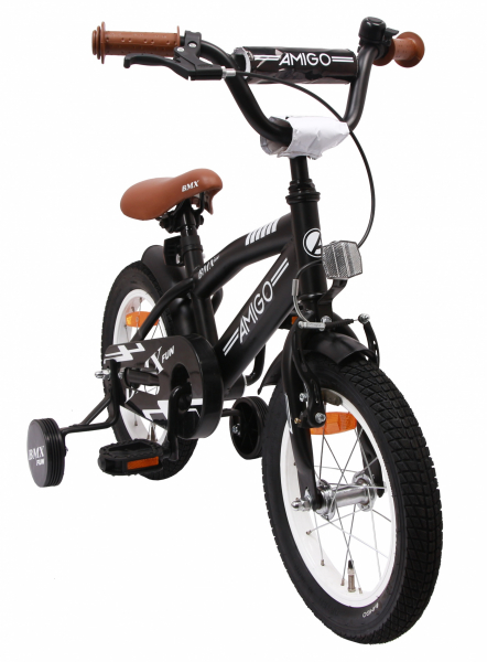 Kinderfahrrad - 14 Zoll - Rahmen 21 cm - Felgenbremse - Farbe: mattschwarz