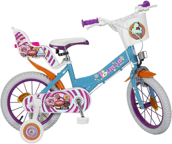 Kinderfahrrad - Mädchenfahrrad - 14 Zoll - Aluminium - 4-6 Jahre - Farbe blau-weiß