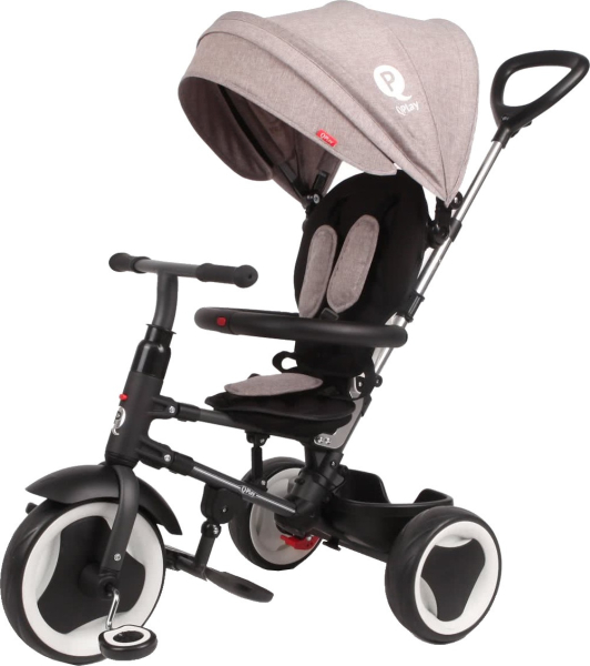 Kinderdreirad - Trike - 3in1 - Schiebebügel - Verdeck -  bis 20 kg - Farbe: grau